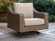 Furniture City - MS - Ashley Furniture - Laguna Heights Outdoor - Swivel Lounge w/ Cushion / Beige - PCP790-821