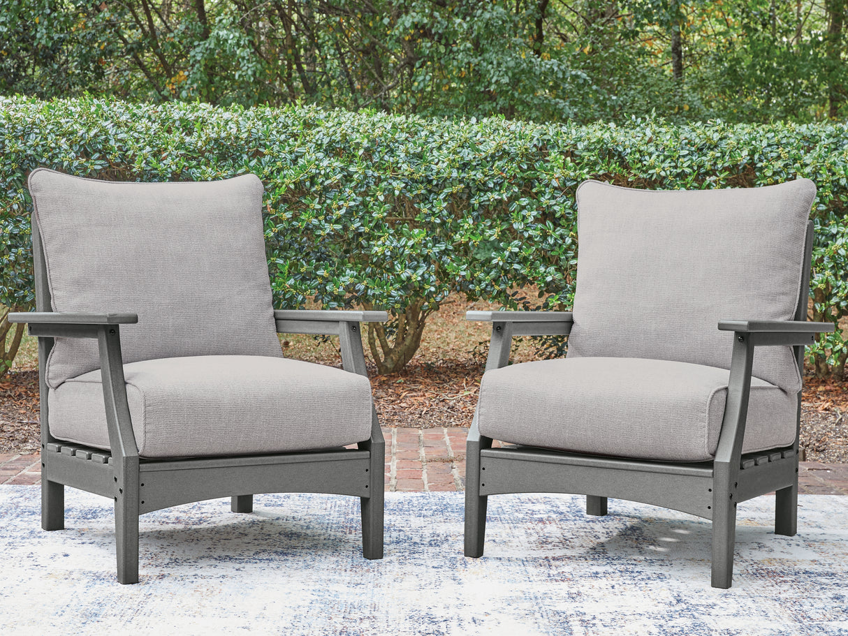 Furniture City - MS - Ashley Furniture - Cove Beach Outdoor - Lounge Chair w/Cushion (Set of 2) / Gray - PCP803-820