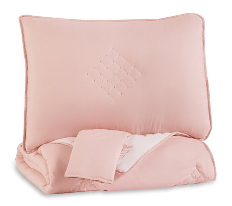 Furniture City - MS - Ashley Furniture - Lexann Full Comforter Set - Full Comforter Set / Pink/White/Gray - Q901003F