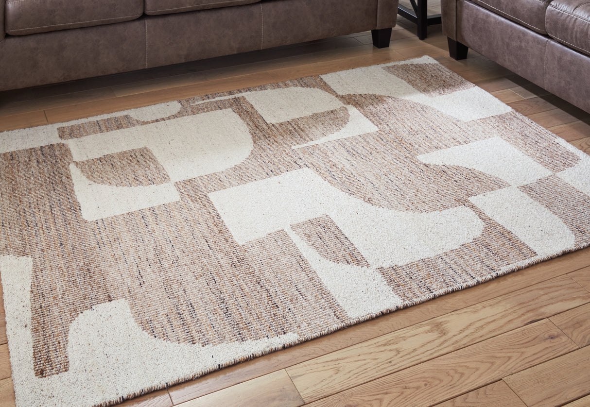 Furniture City - MS - Ashley Furniture - Brynnfield Rug - 5' x 7' Rug / Beige/Brown - R406372