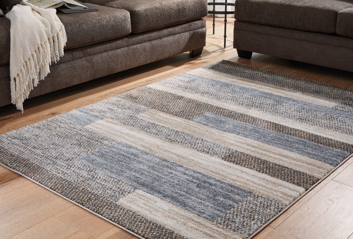 Furniture City - MS - Ashley Furniture - Sethburn Rug - 8' x 10' Rug / Cream/Brown/Gray - R406591