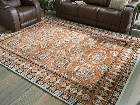 Furniture City - MS - Ashley Furniture - Qaabiz Rug - 5' x 7' Area Rug / Sienna/Ivory/Black - R407522