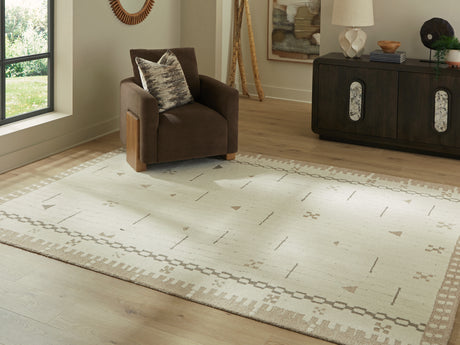 Furniture City - MS - Ashley Furniture - Dot Rug - 5' x 7' Area Rug / Cream/Brown/Taupe - R407652