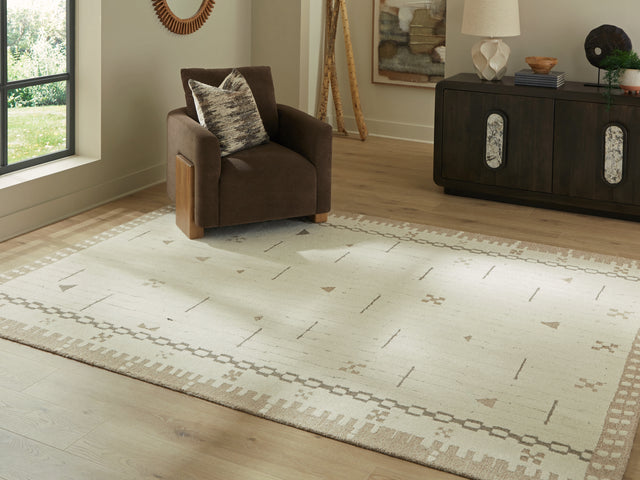 Furniture City - MS - Ashley Furniture - Dot Rug - 5' x 7' Area Rug / Cream/Brown/Taupe - R407652
