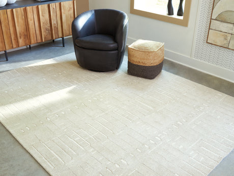 Furniture City - MS - Ashley Furniture - Wolbert Rug - 5' x 7' Area Rug / Tan/Ivory - R407662