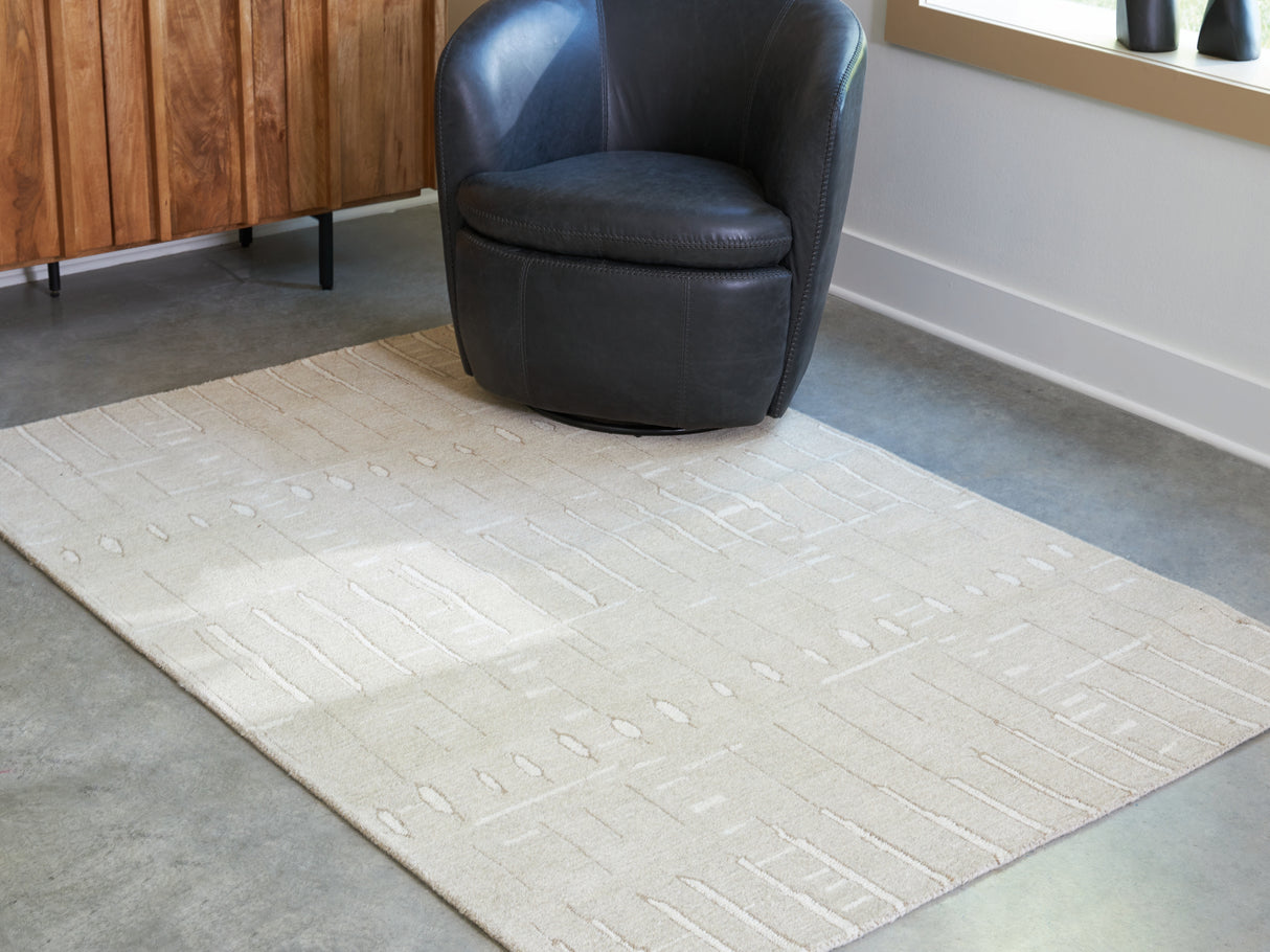 Furniture City - MS - Ashley Furniture - Wolbert Rug - 5' x 7' Area Rug / Tan/Ivory - R407662