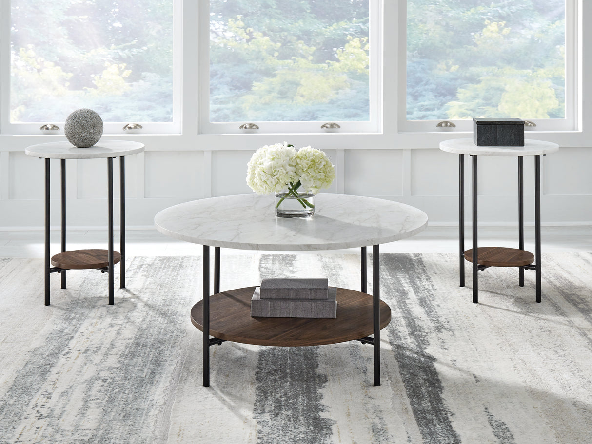 Furniture City - MS - Ashley Furniture - Wrenwich Table (Set of 3) - Occasional Table Set (3/CN) / Brown/Black/White - T167-13