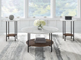 Furniture City - MS - Ashley Furniture - Wrenwich Table (Set of 3) - Occasional Table Set (3/CN) / Brown/Black/White - T167-13