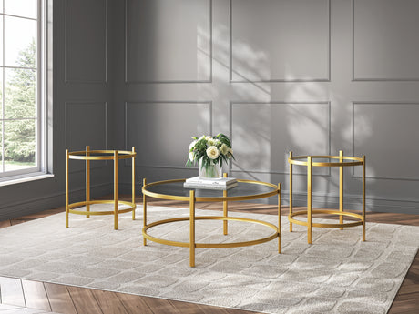 Furniture City - MS - Ashley Furniture - Pearlox Table (Set of 3) - Occasional Table Set (3/CN) / Gold - T173-13
