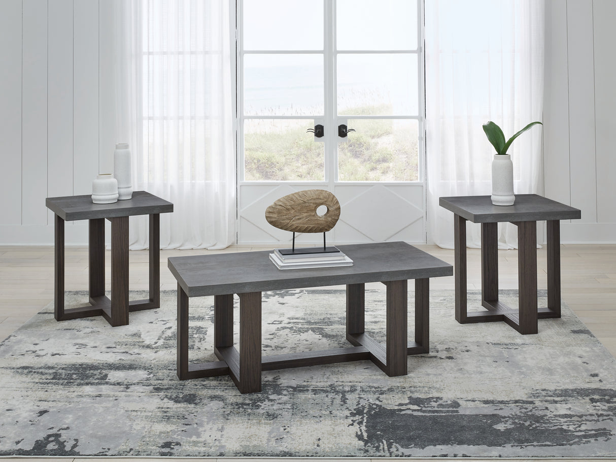 Furniture City - MS - Ashley Furniture - Dynnford Table (Set of 3) - Occasional Table Set (3/CN) / Gray/Brown - T216-13