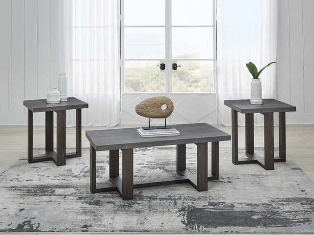 Furniture City - MS - Ashley Furniture - Dynnford Table (Set of 3) - Occasional Table Set (3/CN) / Gray/Brown - T216-13