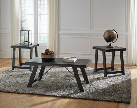 Furniture City - MS - Ashley Furniture - Noorbrook Table (Set of 3) - Occasional Table Set (3/CN) / Black/Pewter - T351-13
