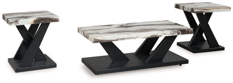 Furniture City - MS - Ashley Furniture - Cendill Table (Set of 3) - Occasional Table Set (3/CN) / Dark Brown/White/Black - T403-13