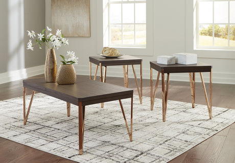Furniture City - MS - Ashley Furniture - Bandyn Table (Set of 3) - Occasional Table Set (3/CN) / Brown/Champagne - T404-13