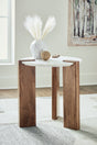 Furniture City - MS - Ashley Furniture - Isanti End Table - Round End Table / White/Brown - T652-6