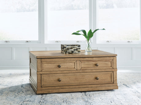 Furniture City - MS - Ashley Furniture - Sharlance Lift-Top Coffee Table - Lift Top Cocktail Table / Light Brown - T655-9