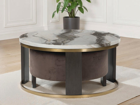 Furniture City - MS - Ashley Furniture - Jazmore Nesting Coffee Table (Set of 2) - Nesting Cocktail Tables (Set of 2) / Brown/Brass Finish - T671-22