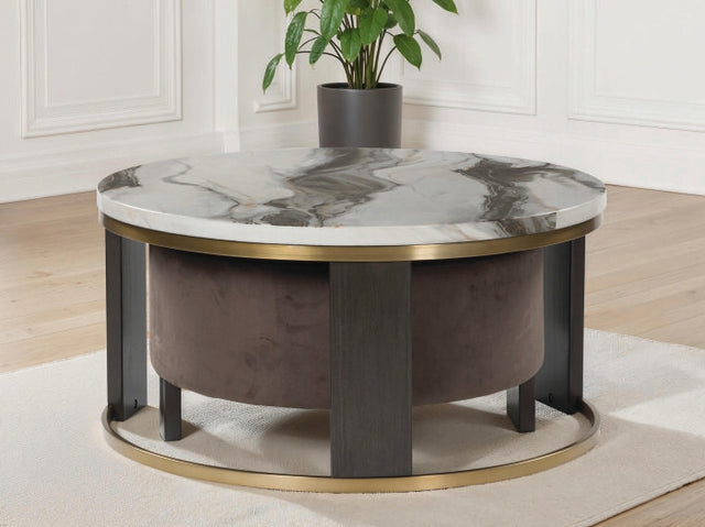 Furniture City - MS - Ashley Furniture - Jazmore Nesting Coffee Table (Set of 2) - Nesting Cocktail Tables (Set of 2) / Brown/Brass Finish - T671-22