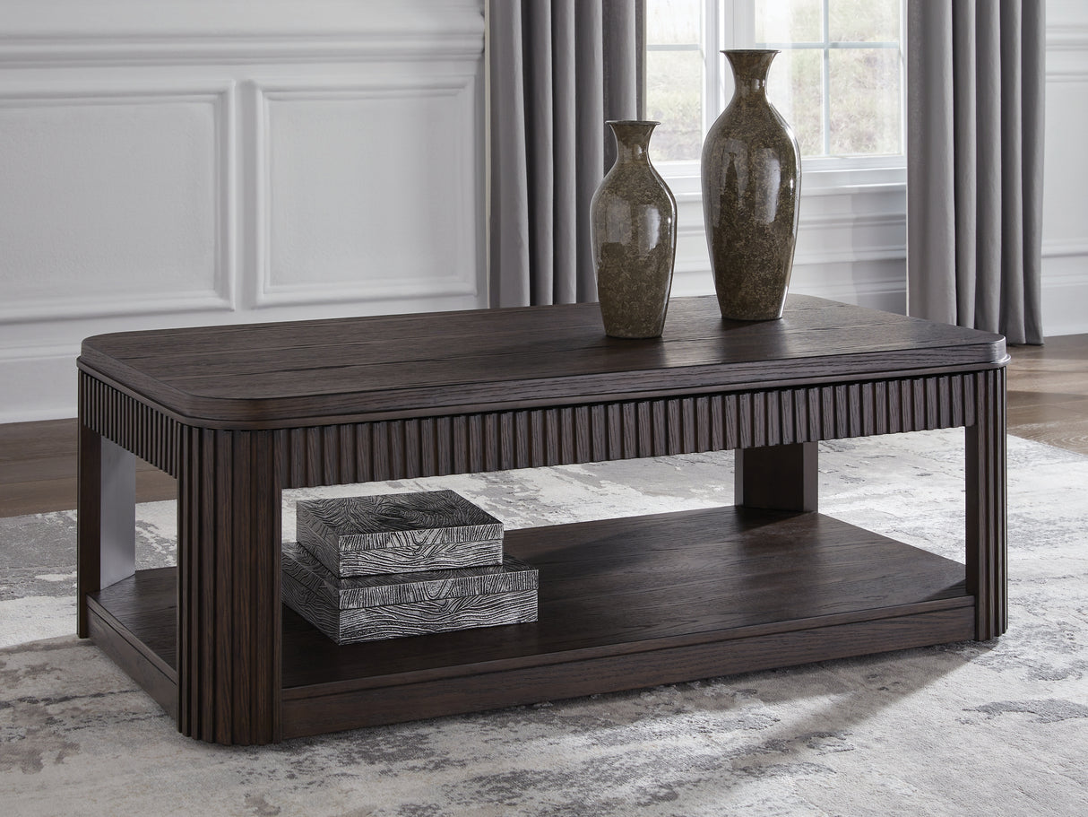 Furniture City - MS - Ashley Furniture - Carlibrie Lift-Top Coffee Table - Lift Top Cocktail Table / Warm Brown - T700-9