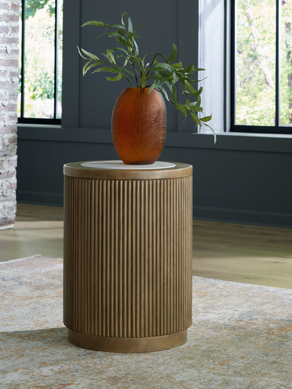 Furniture City - MS - Ashley Furniture - Camdill End Table - Round End Table / Light Brown/White - T808-6