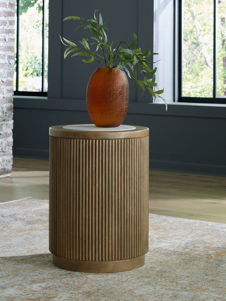 Furniture City - MS - Ashley Furniture - Camdill End Table - Round End Table / Light Brown/White - T808-6