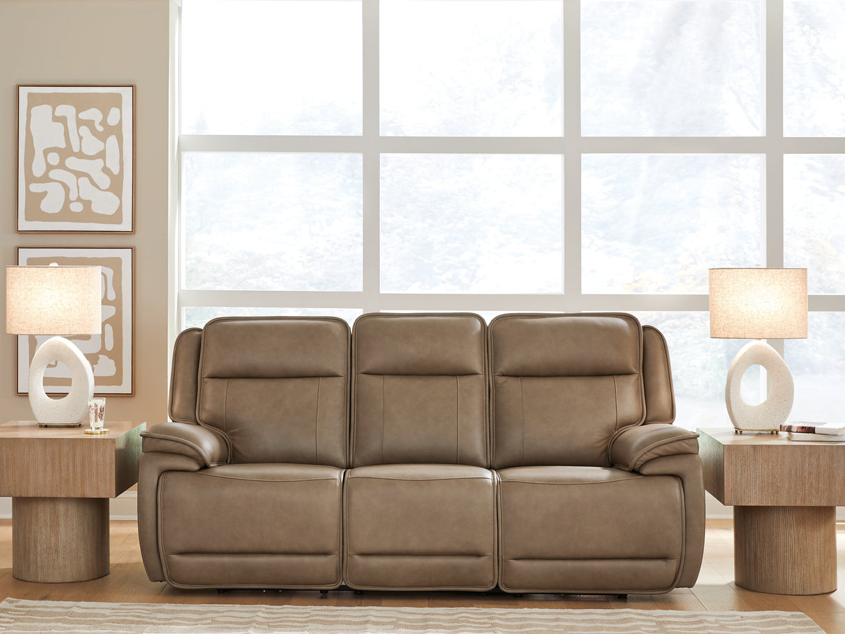 Furniture City - MS - Ashley Furniture - Glencroft Living Room - PWR REC Sofa with ADJ Headrest / Sahara - PCU1240015
