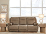 Furniture City - MS - Ashley Furniture - Glencroft Living Room - PWR REC Sofa with ADJ Headrest / Sahara - PCU1240015