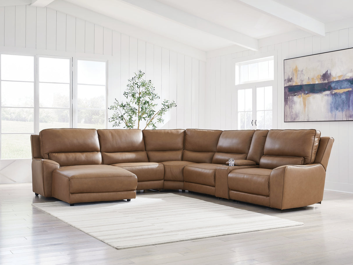 Furniture City - MS - Ashley Furniture - DeepWakes Sectional - 6-Piece Power Reclining Sectional with Chaise / Caramel - PCU62606S19