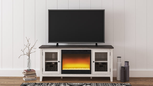 Furniture City - MS - Ashley Furniture - Dorrinson 60" TV Stand with Electric Fireplace - 60" TV Stand with Electric Fireplace / Two-tone - W287W2