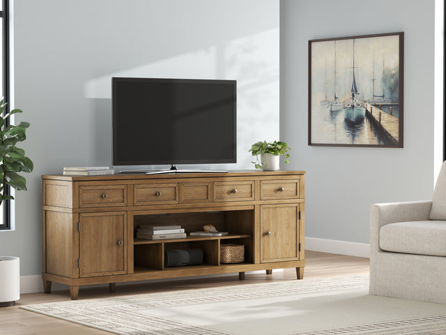 Furniture City - MS - Ashley Furniture - Sharlance 81" TV Stand - 81" / Light Brown - W655-68