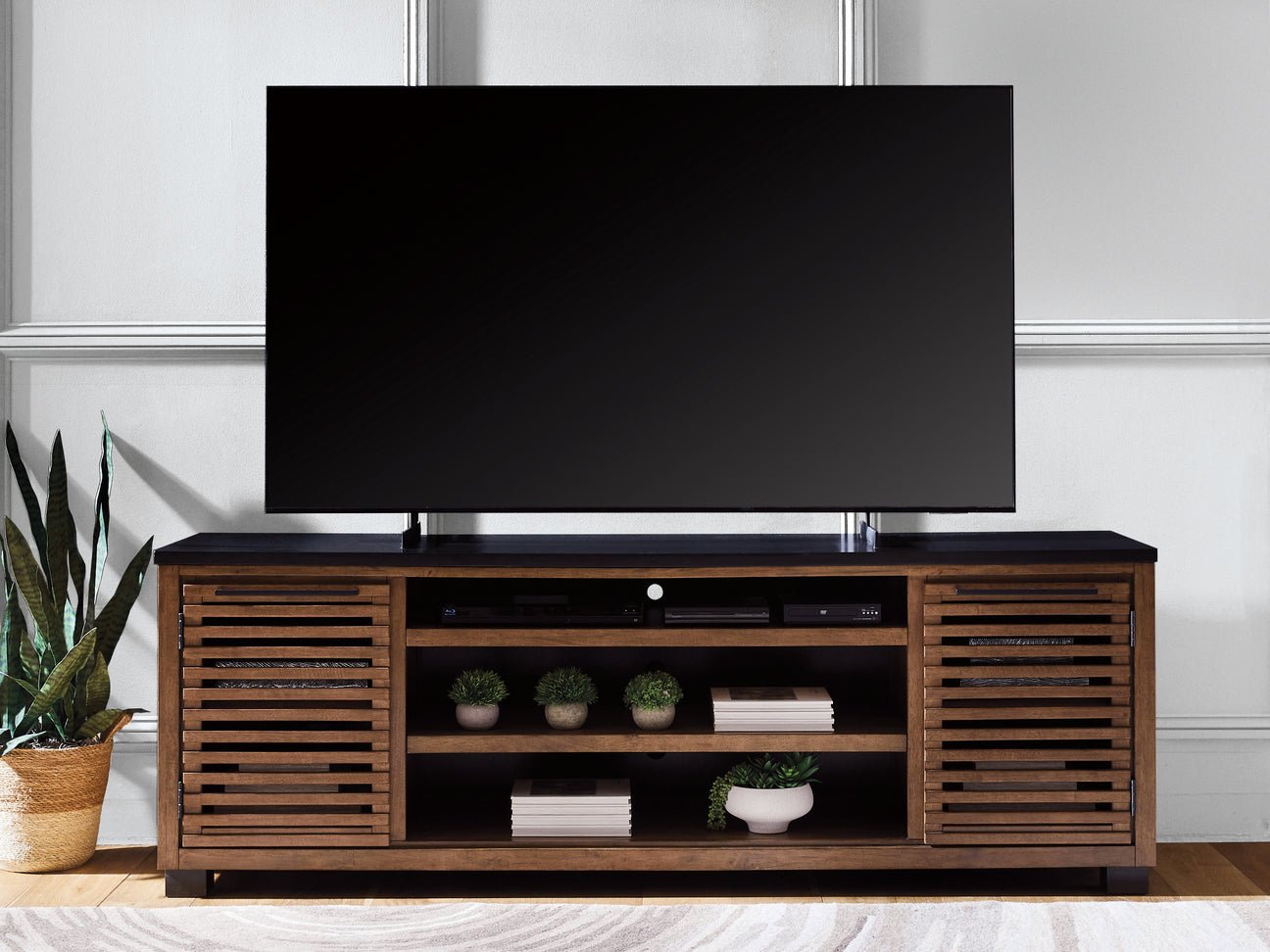 Furniture City - MS - Ashley Furniture - Kallari 84" TV Stand - 84" / Warm Brown/Black - W737-78