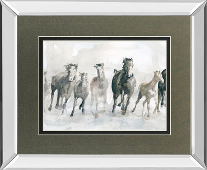 Running Wild By Carol Robinson - Mirror Framed Watercolor Print Wall Art - Dark Gray