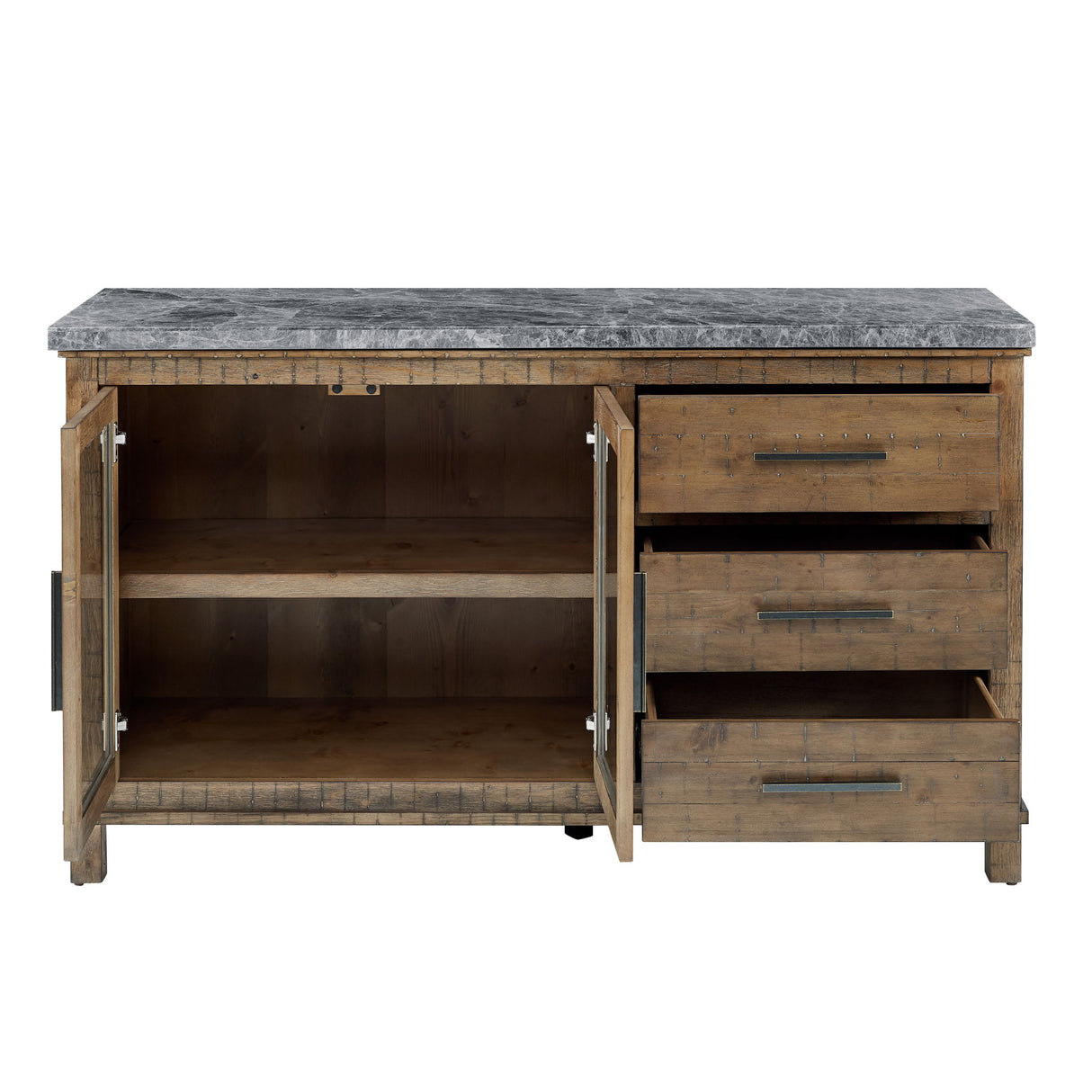 Grayson - Marble Top Server - Gray / Light Brown