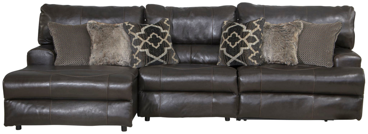 Como - 3 Piece Italian Leather Match Reclining Sectional