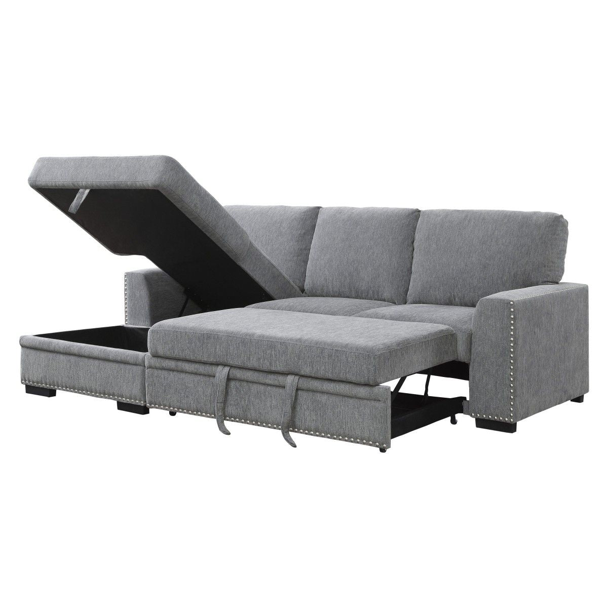 Morelia - 2 Piece Sectional With Pull-Out Bed And Chaise With Hidden Storage