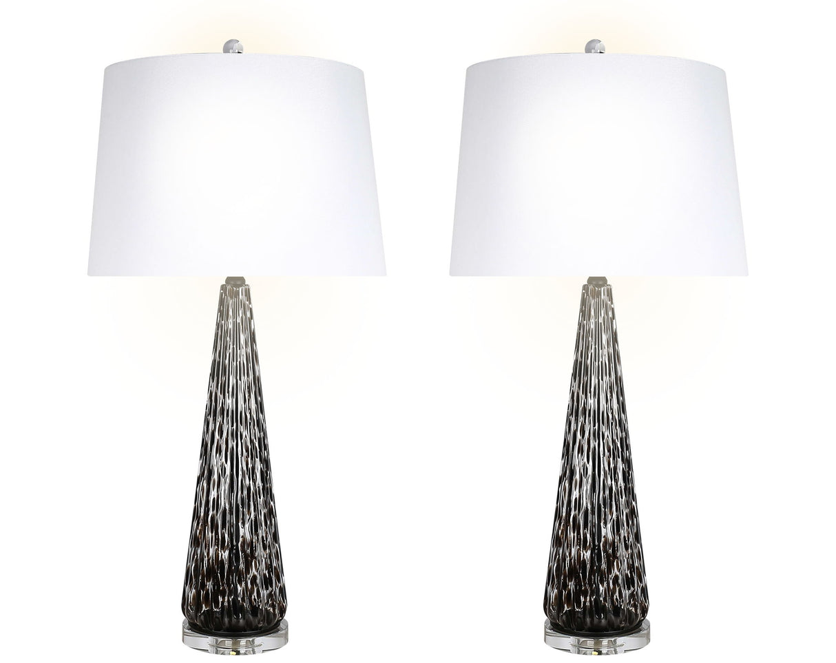 "Eclipse Radiance" Art Glass Table Lamp (Set of 2) - Black Art Glass