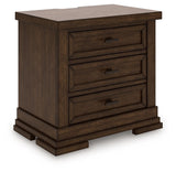 Taffenbrook - Three Drawer Night Stand - Medium Brown