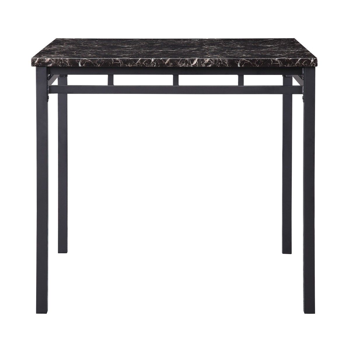 Olney - 5 Piece Counter Height Set With Faux Marble Top - Black / Dark Brown