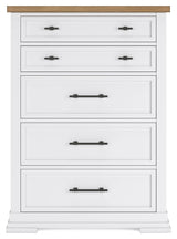 Ashbryn - Five Drawer Chest - White / Natural