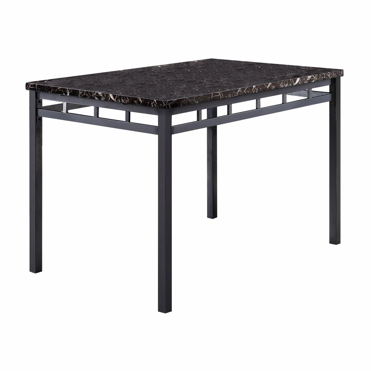 Olney - 5 Piece Dinette Set With Faux Marble Top - Black / Dark Brown