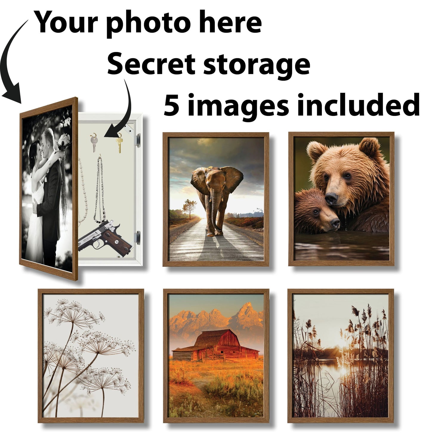 Wildlife & Meadowscape - 17" x 21" Framed Wall Art - Dark Brown