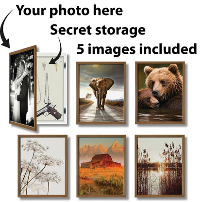 Wildlife & Meadowscape - 17" x 21" Framed Wall Art - Dark Brown