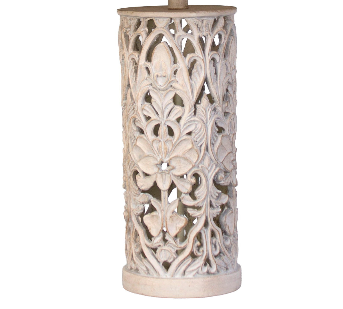 Ivory Trellis - 26 X 15 - Polyresin Table Lamp (Set of 2) - Distressed White
