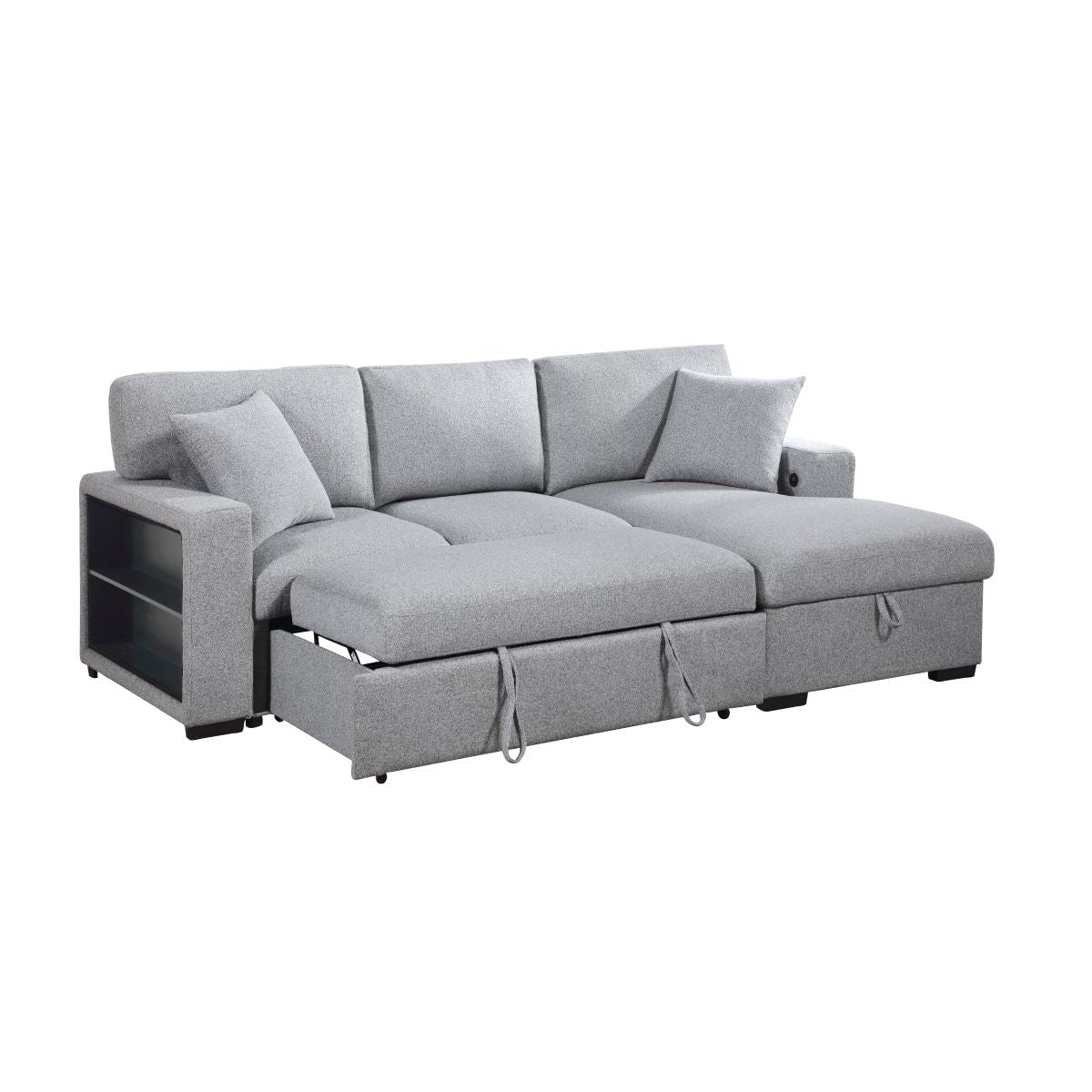 Pompano - Sectional With Chaise, Pull-Out Bed And Hidden Storage, Charging Ports