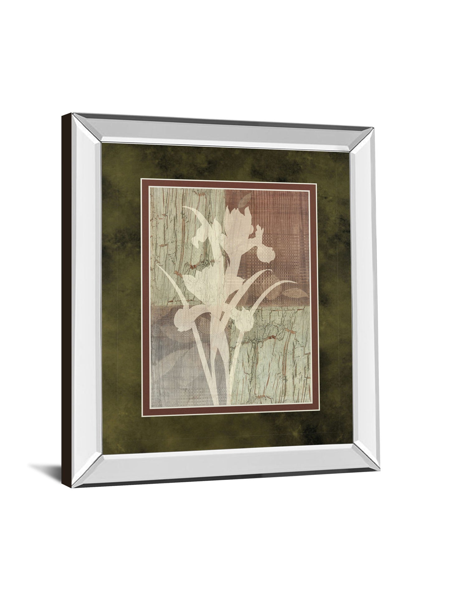 Iris Silhouette By Various - Mirror Framed Print Wall Art - Light Brown