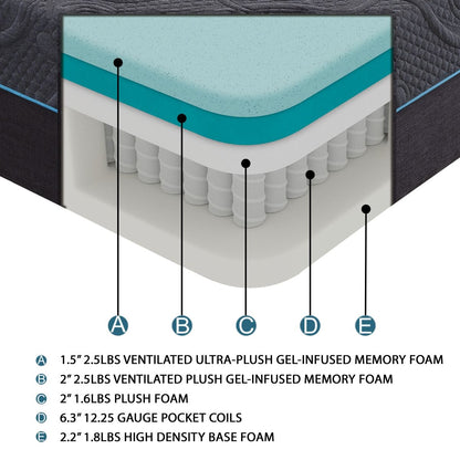 Mira - 14" Gel Infused Memory Foam Hybrid Mattress