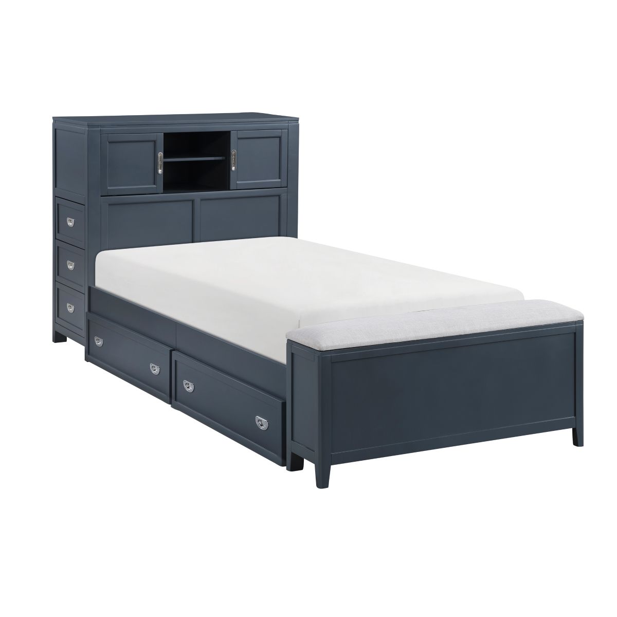 Sloane - Bookcase Bed With Hidden Desk, Stool And Storage Bench