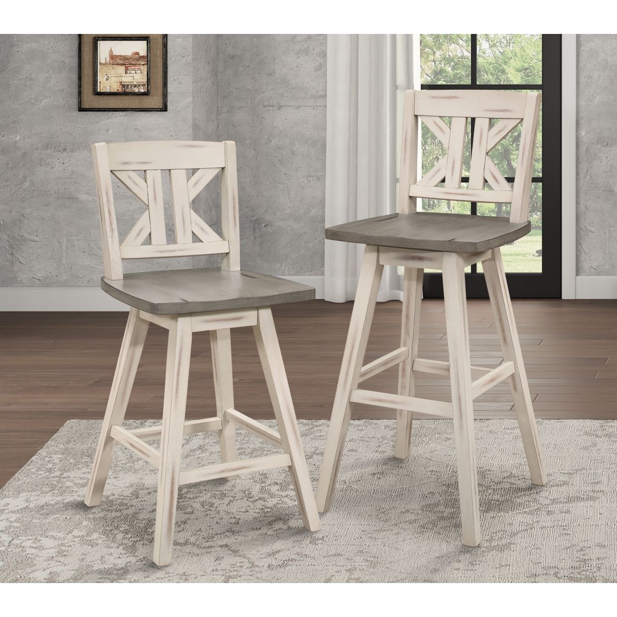 Amsonia - Swivel X-Back Pub Height Chair (Set of 2)