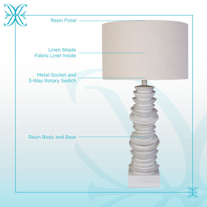 Sculpted Drift Resin Table Lamp (Set of 2) - Distessed White