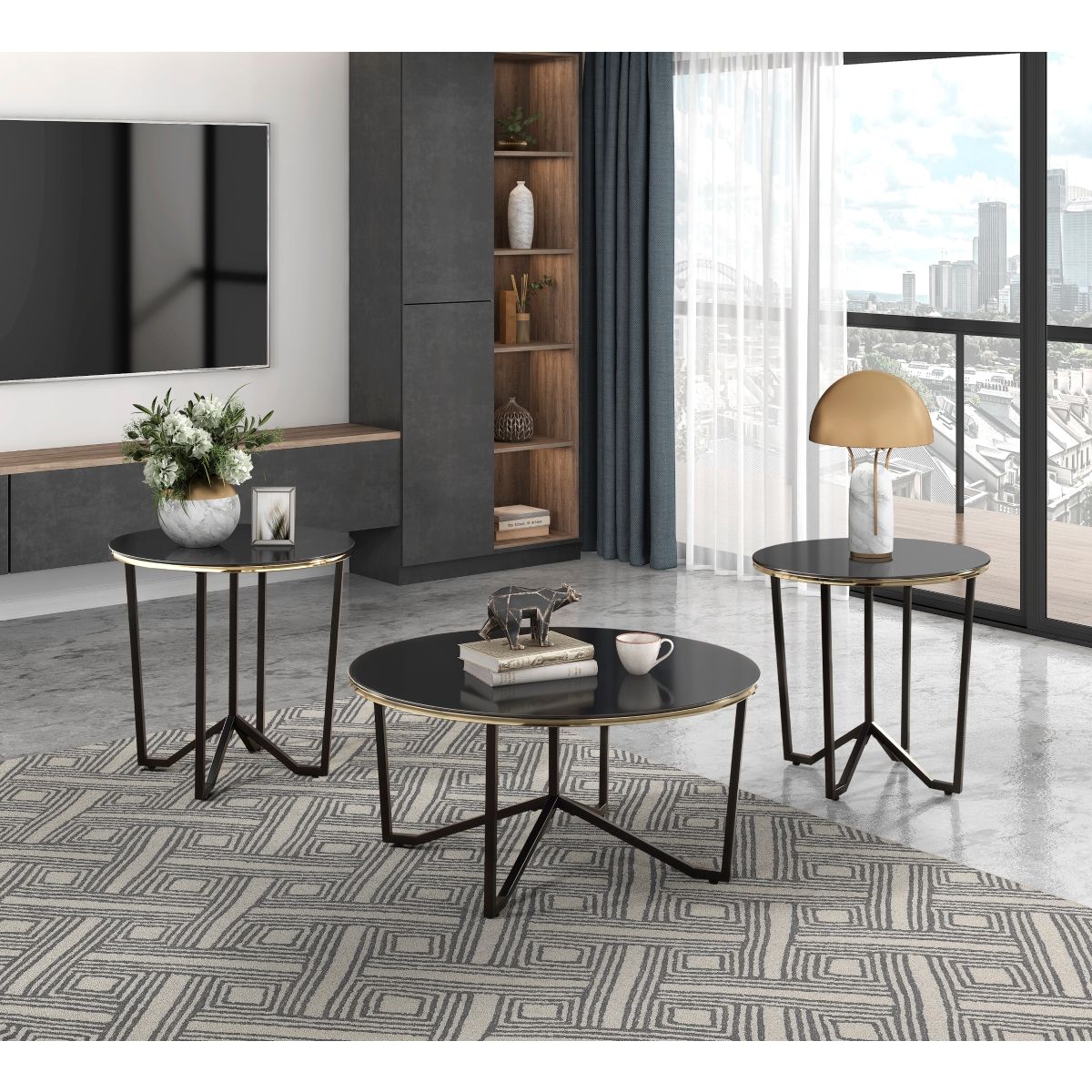 Amara - 3 Piece Pack Occasional Set - Black